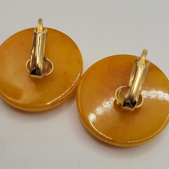 4 VTG Bakelite Earrings | Butterscotch, Cherry, Cocoa, Creamed Spinach | TESTED - Picture 7 of 11
